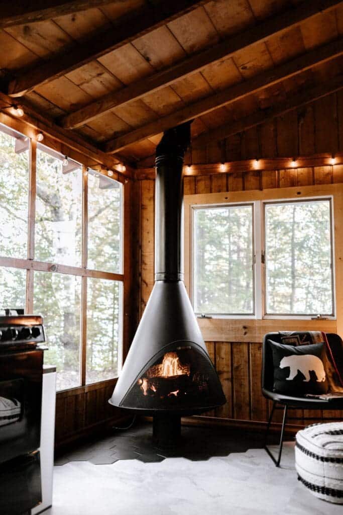 cozy, cabin, cold, weather, fireplace