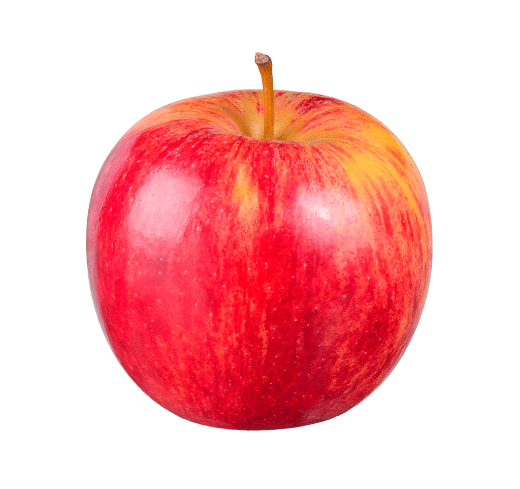 A red apple with a smooth, glossy surface and a small stem on top is showcased against a white background, perfect for your next Elementor landing page.